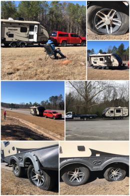 Travel trailer tire blowout